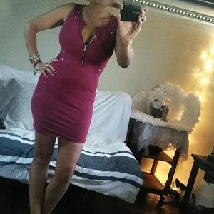 Purple studded zipper dress